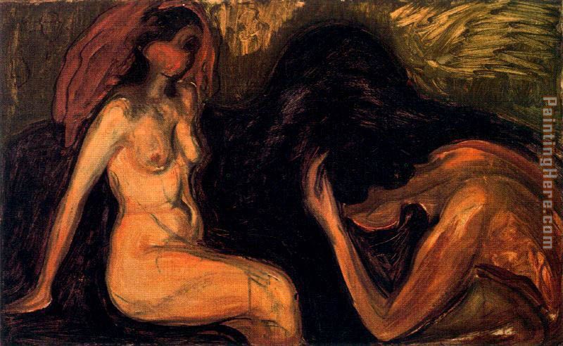 Man and Woman painting - Edvard Munch Man and Woman art painting